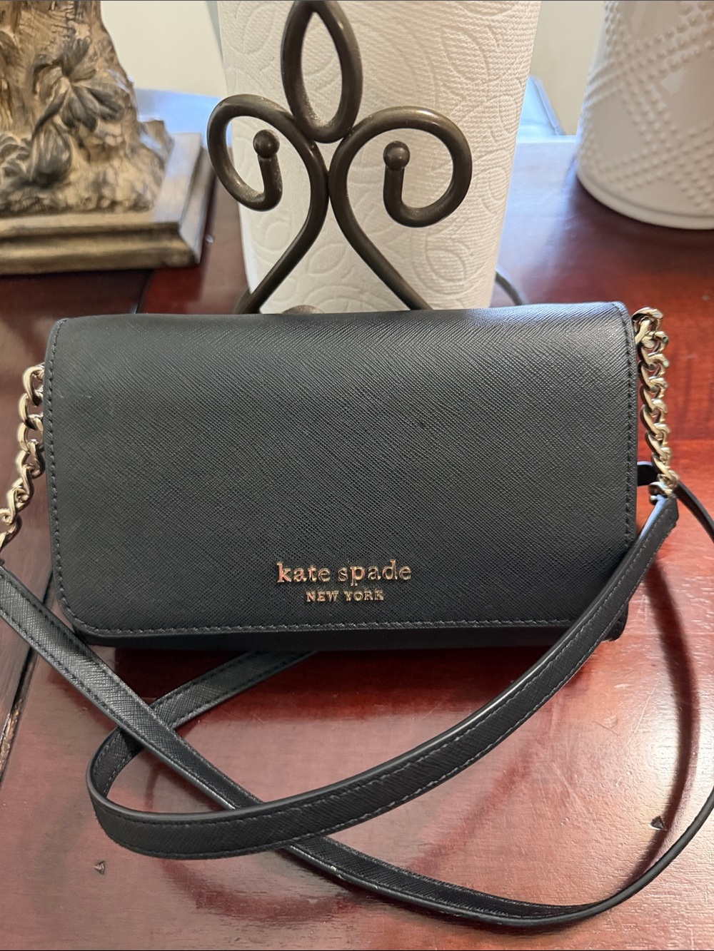 kate spade Black Crossbody Bag with Gold Logo